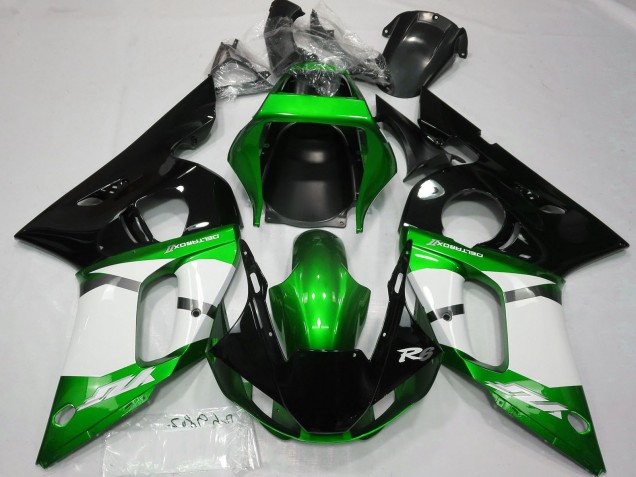 Carenados Moto Yamaha R6 1998-2002 - Verde Blanco Negro Brillante