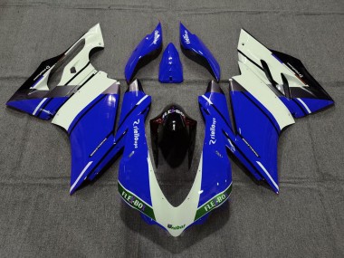 Carenados Moto Ducati 959 1299 2015-2020 - Azul Blanco Negro Brillante Unibat Flex-Box OEM Estilo