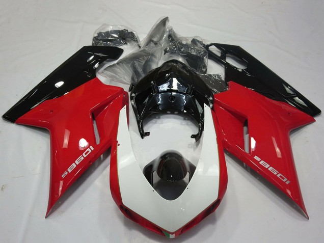 Carenados Moto Ducati 1098 2007-2014 - Rojo Blanco Negro Brillante