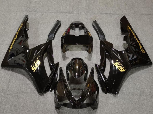 Carenados Moto Triumph Daytona 675 2006-2008 - Negro Brillante Oro Calcomanías