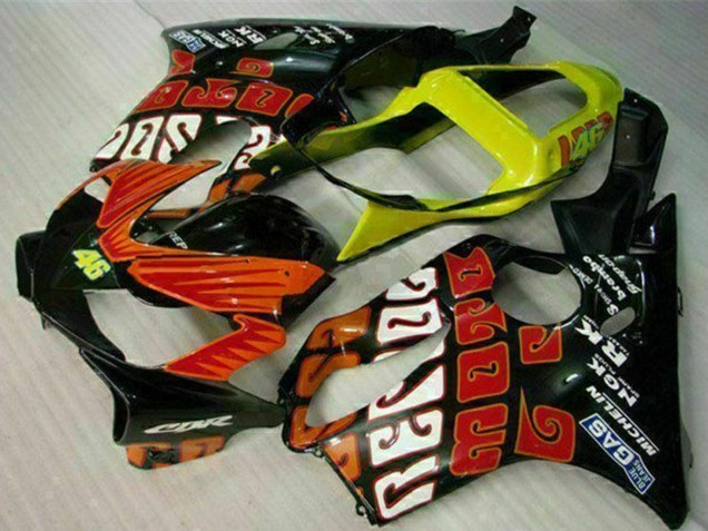 Carenados Moto Honda CBR600 F4i 2001-2003 - Amarillo Naranja Negro Brillante Rossi 46