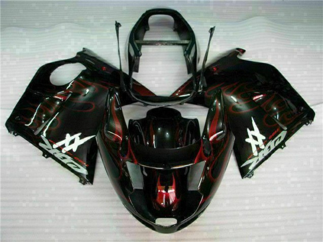 Carenado Moto ABS Honda CBR1100XX Blackbird 1996-2007 - Negro Brillante Rojo Llama