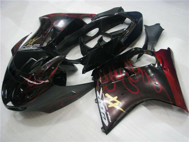 Carenados Moto ABS Honda CBR1100XX Blackbird 1996-2007 - Negro Brillante Rojo Llama