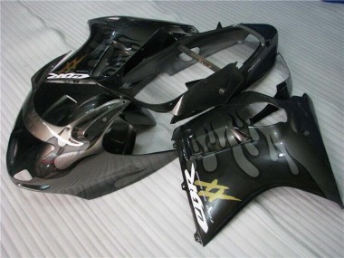 Carenados Moto Honda CBR1100XX Blackbird 1996-2007 - Negro Brillante Plata Llama