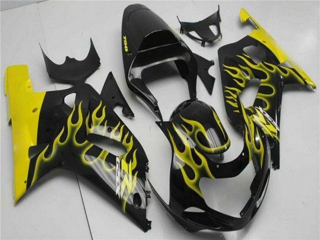 Carenados Moto Suzuki GSXR 600/750 2001-2003 - Negro Brillante Amarillo Llama
