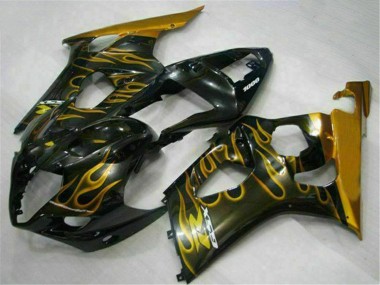 Carenados Moto Suzuki GSXR 1000 2003-2004 - Negro Brillante Oro Llama