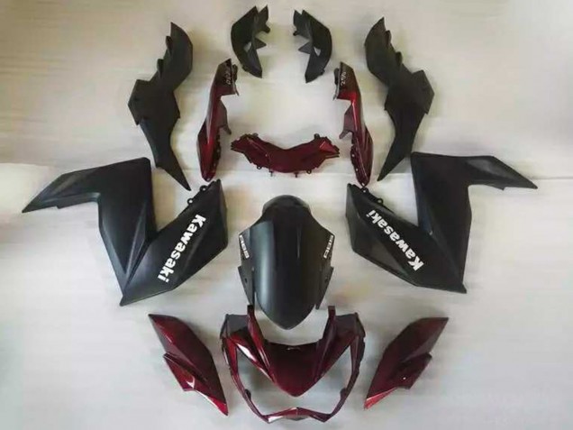 Carenados Moto Kawasaki Z250/Z300 2015-2016 - Negro Mate Rojo Granate