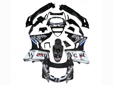 Carenados Moto Kawasaki ZZR400 1993-2007 - Negro Brillante Blanco West