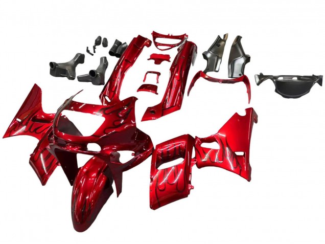 Carenados Moto Kawasaki ZZR600 1998-2003 - Rojo Negro Llama