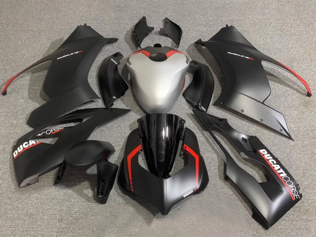 Carenados Moto Ducati Panigale V2 2020-2024 - Plata Rojo Negro Mate Corse