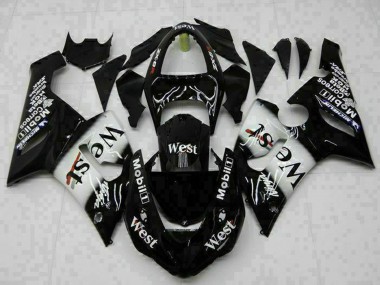 Carenados Moto Kawasaki ZX6R 2005-2006 - Negro Brillante Blanco West