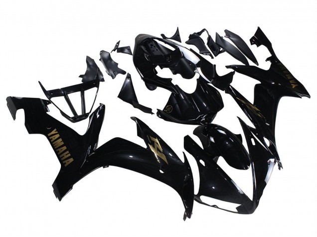 Carenados Moto Yamaha YZF 1000 R1 2004-2006 - Negro Brillante Oro Calcomanías
