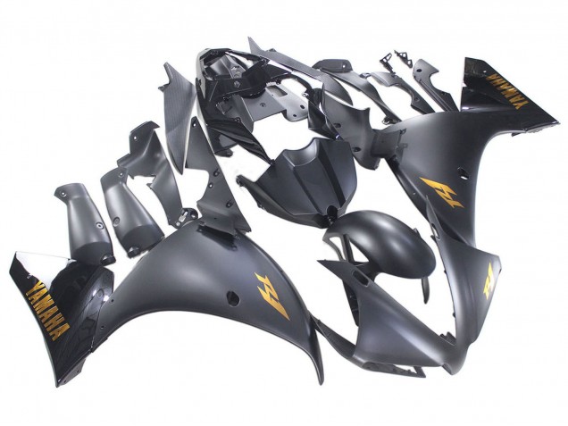 Carenados Moto Yamaha YZF 1000 R1 2012-2014 - Negro Mate Oro Calcomanías