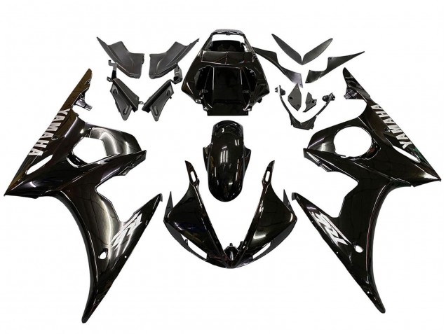 Carenados Moto Yamaha YZF R6 2003-2004 - Negro Brillante Blanco Calcomanías
