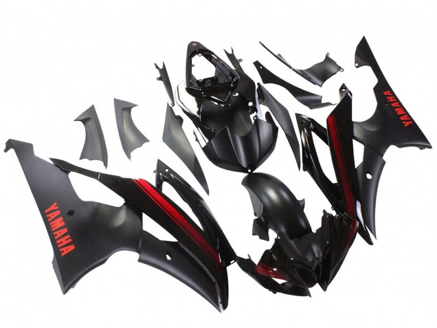 Carenados Moto Yamaha YZF 600 R6 2008-2016 - Negro Brillante Negro Mate Rojo Raya
