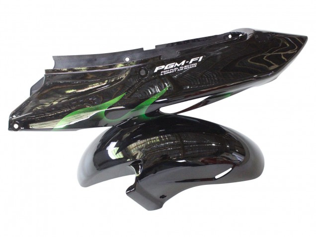 Carenado Moto Honda CBR1100XX Blackbird 1996-2007 - Negro Brillante Verde Llama