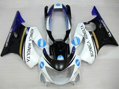 Carenados Moto Honda CBR600 F4 1999-2000 - Blanco Azul Negro Brillante Konica Minolta