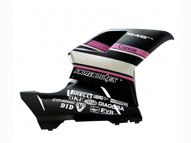 Carenados Moto Ducati 848 2007-2014 - Blanco Rosa Negro Brillante Connie