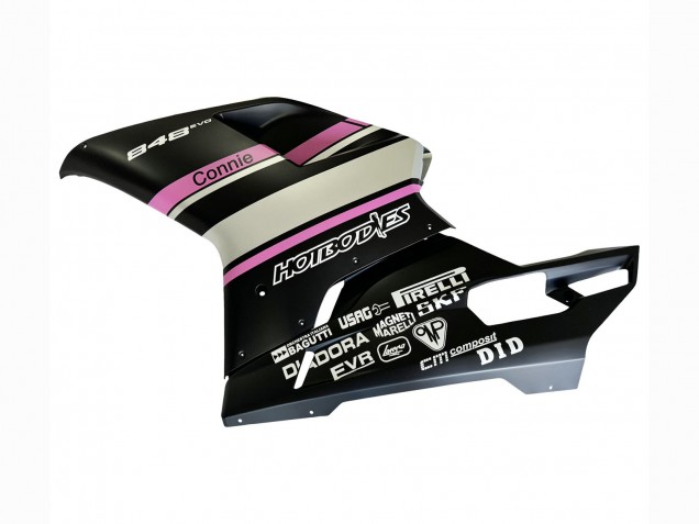 Carenados Moto Ducati 848 2007-2014 - Blanco Rosa Negro Brillante Connie