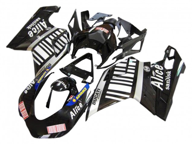 Carenados Moto Ducati 1098 2007-2014 - Plata Negro Brillante Alice Sandisk
