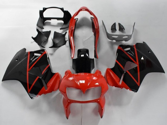 Carenados Moto Honda VFR 800 1998-2001 - Rojo Negro Brillante Raya