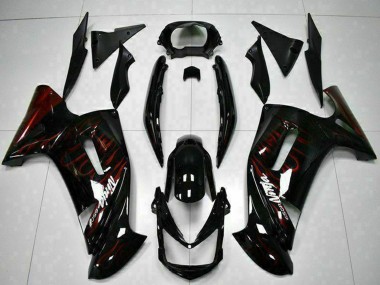 Carenados Moto Kawasaki EX650 2006-2008 - Negro Brillante Rojo Llama