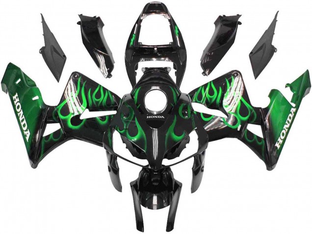 Carenados Moto Honda CBR600RR 2005-2006 - Negro Brillante Verde Llama