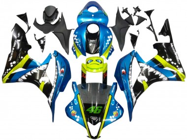 Carenados Moto Honda CBR600RR 2007-2008 - Verde Amarillo Negro Brillante Tiburón 46