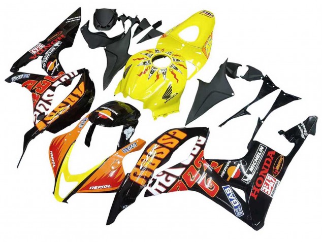 Carenados Moto Honda CBR600RR 2007-2008 - Amarillo Naranja Negro Brillante Rossi Repsol
