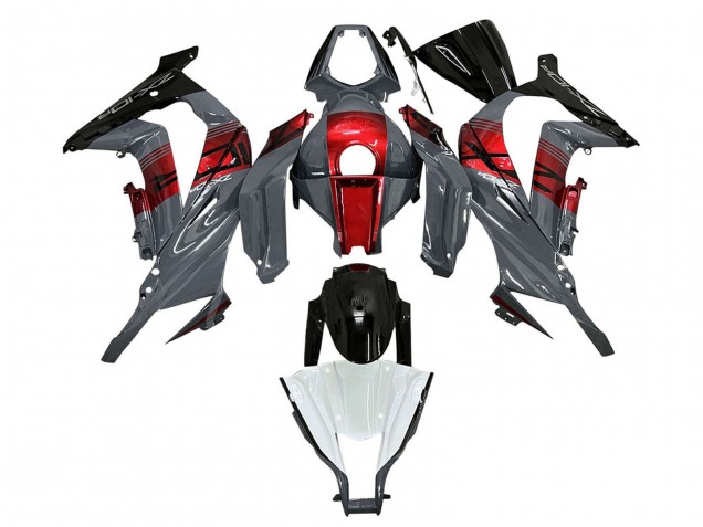 Carenados Moto Kawasaki ZX10R 2011-2015 - Gris Rojo Negro Brillante