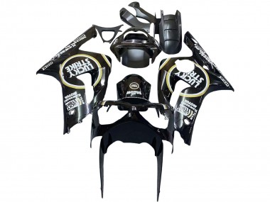 Carenados Moto Kawasaki ZX6R 2003-2004 - Negro Brillante Blanco Motul Lucky Strike