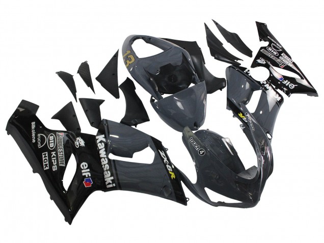 Carenados Moto Kawasaki ZX6R 2005-2006 - Gris Oscuro Negro