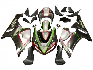Carenados Moto Kawasaki ZX6R 2005-2006 - Negro Plata Verde Rojo K-26