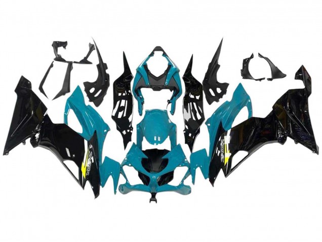 Carenados Moto Kawasaki ZX6R 2009-2012 - Azul Claro Negro Brillante Amarillo