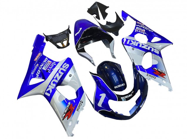 Carenados Moto Suzuki GSXR1000 2000-2002 - Azul Blanco Plata Castrol Dunlop