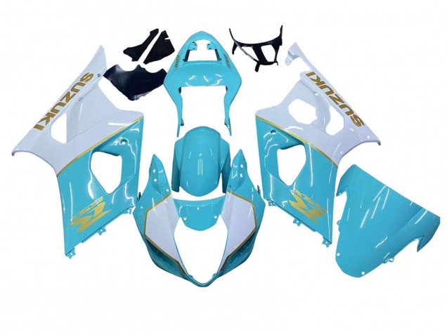 Carenados Moto Suzuki GSXR 1000 2003-2004 - Blanco Azul Claro Oro