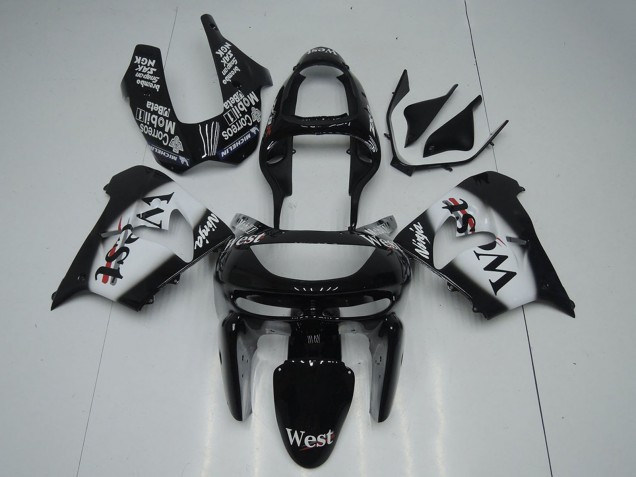Carenados Moto Kawasaki ZX9R 1998-1999 - Negro Brillante Blanco West