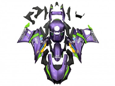 Carenados Moto Yamaha YZF R3/R25 2019-2021 - Púrpura Verde Blanco EVA Racing