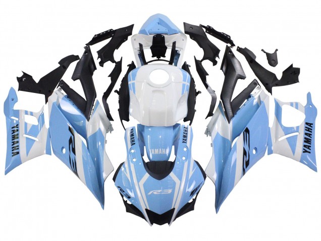 Carenados Moto Yamaha YZF R3/R25 2022-2024 - Blanco Azul Claro