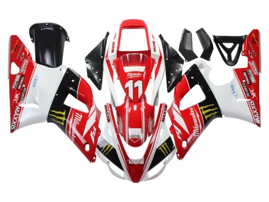 Carenados Moto Yamaha YZF 1000 R1 1998-1999 - Rojo Blanco Negro Amarillo Monstruo Milwaukee MAXXIS 11