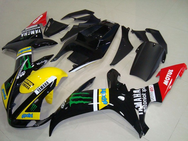 Carenados Moto Yamaha YZF R1 2002-2003 - Negro Brillante Amarillo Rojo Verde Motul Monstruo