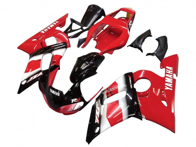 Carenado Moto Yamaha YZF 600 R6 1998-2002 - Rojo Blanco Negro Brillante