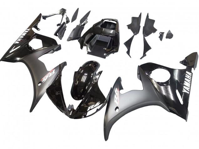 Carenados Moto Yamaha YZF R6 2003-2004 - Negro Brillante Negro Mate Blanco Calcomanías