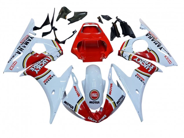Carenados Moto Yamaha YZF R6S 2006-2009 - Blanco Rojo Lucky Strike Motul
