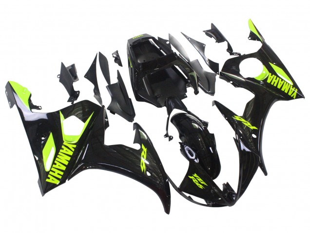 Carenados Moto Yamaha YZF R6 2003-2004 - Negro Brillante Neon Amarillo