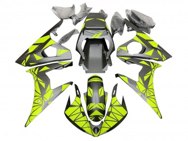 Carenados Moto Yamaha YZF R6 2003-2004 - Neon Verde Negro Mate Geométrico