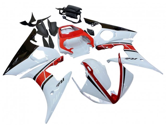 Carenados Moto Yamaha YZF R6 2003-2004 - Blanco Rojo Negro Brillante