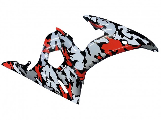 Carenados Moto Yamaha YZF 600 R6 2005 - Negro Rojo Gris Camouflage