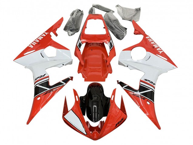 Carenados Moto Yamaha YZF 600 R6 2005 - Blanco Rojo Negro Brillante