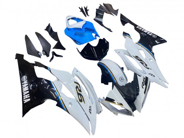 Carenado Moto Yamaha YZF 600 R6 2008-2016 - Blanco Azul Negro Brillante
